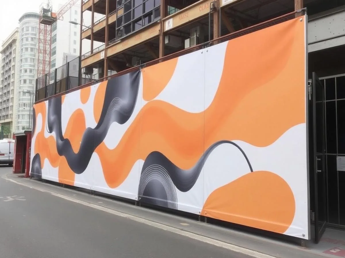 Printed developer hoarding graphics wrapped around a live construction site in Glasgow