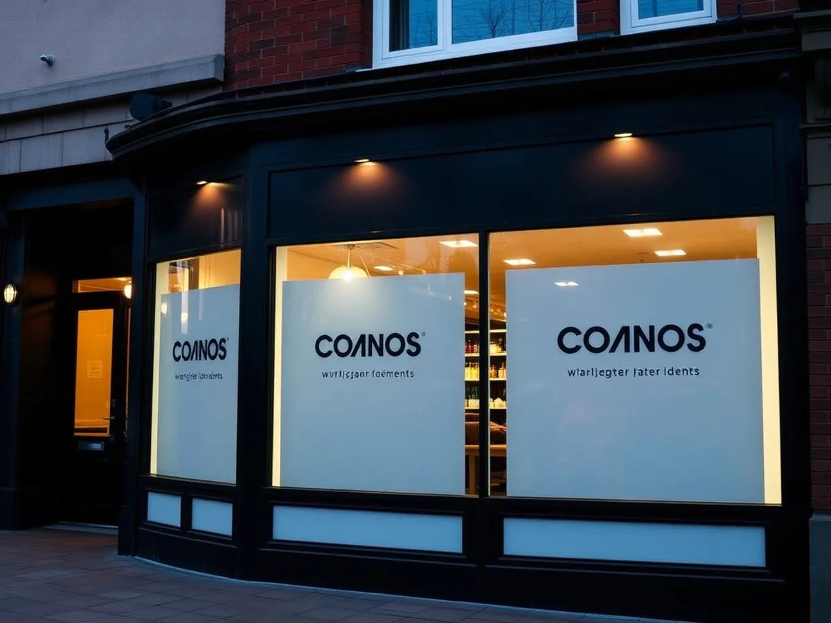 Cut vinyl shopfront lettering and window graphics fitted to a retail frontage in Glasgow